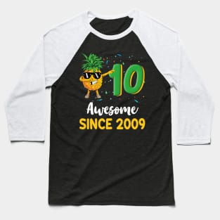 10th Birthday Pineapple Dabbing 10 Years Old Baseball T-Shirt